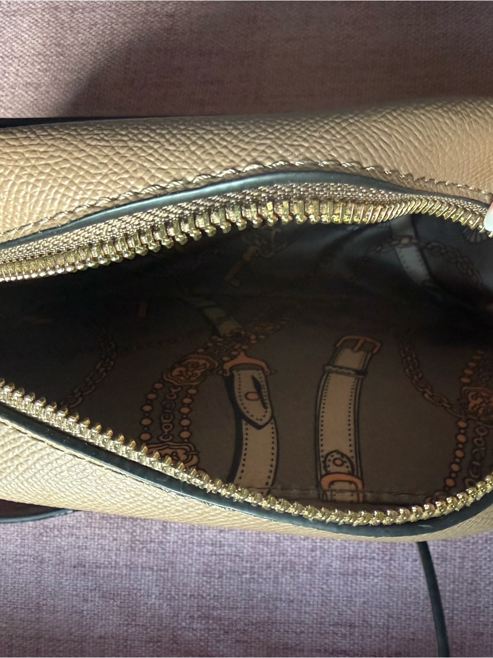 Leather Crossbody Camera Bag in Khaki with Tassel - Picture 3 of 3
